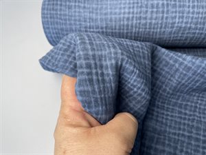 Fastvævet gauze - stone washed i jeans blå